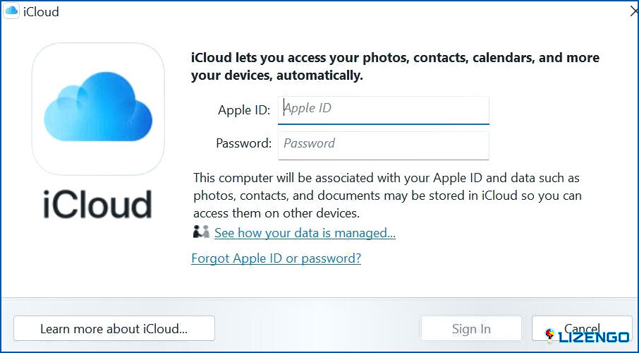 Apple ID para iniciar sesión en iCloud
