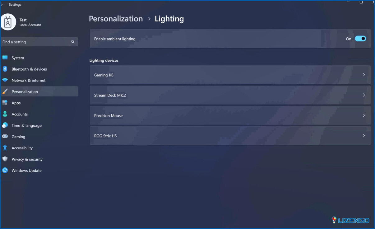 Cómo activar los controles de iluminación RGB en Windows 11