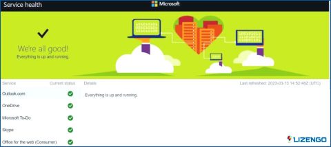 Verifique el estado del servidor de Microsoft