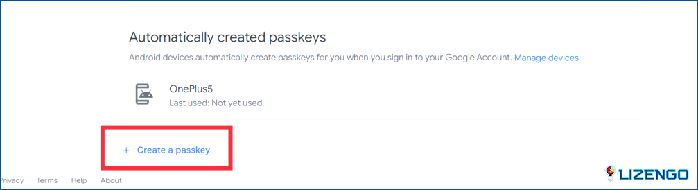 Crea un PassKey