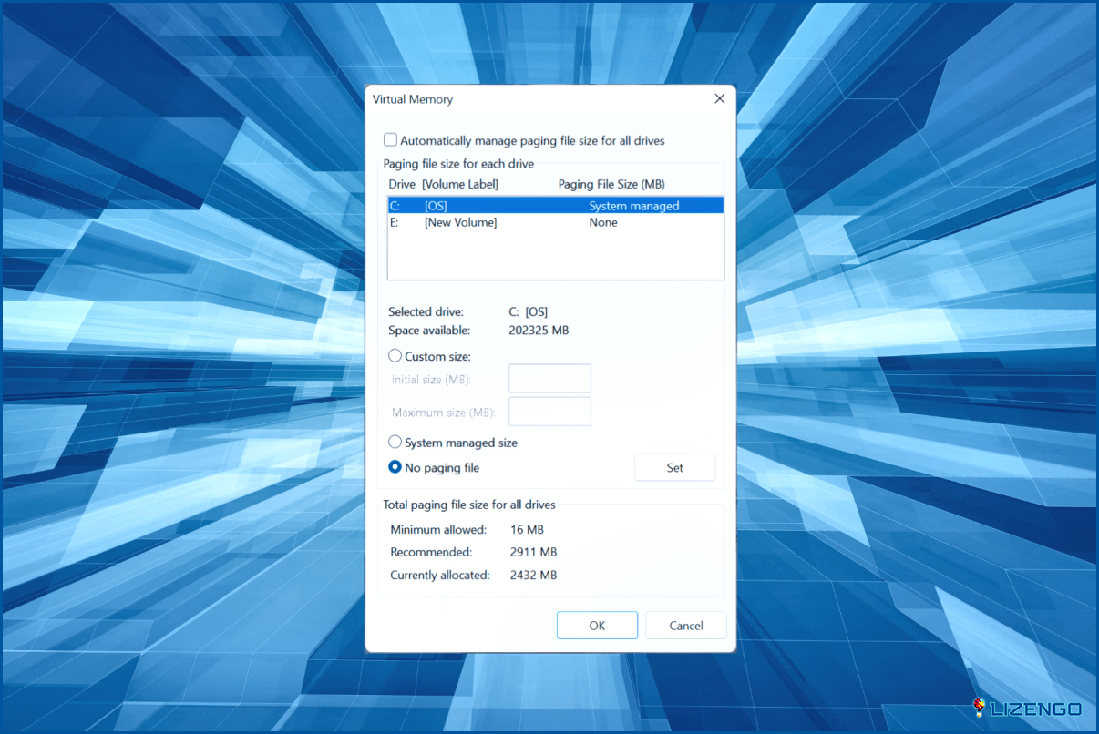 Cómo restablecer la memoria virtual en Windows 11