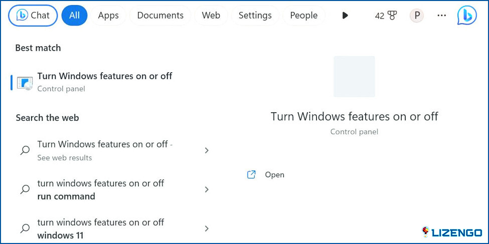 Activar o desactivar las características de windows