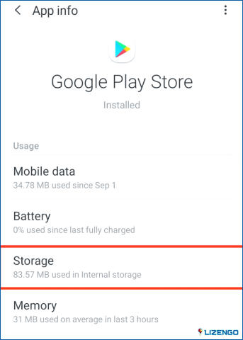Información de la aplicación Google Play Store
