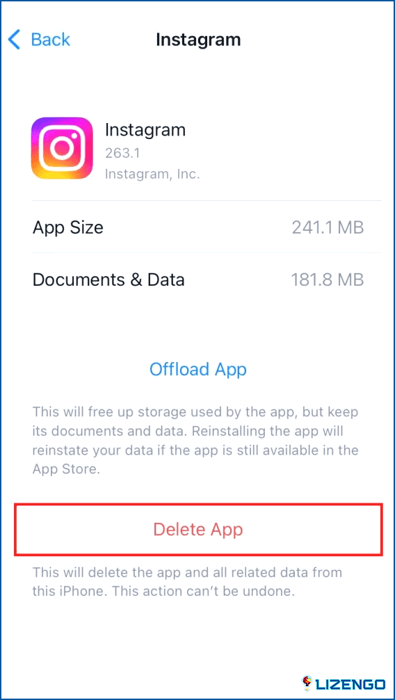 Borrar el caché y los datos de la aplicación de Instagram