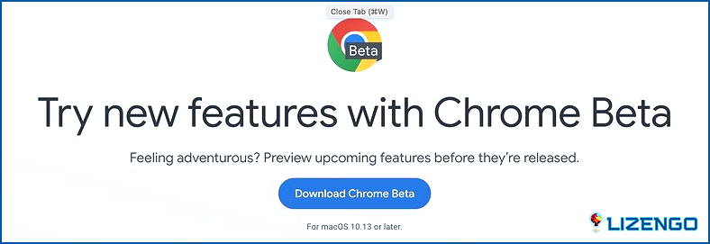 Versión beta de Google Chrome